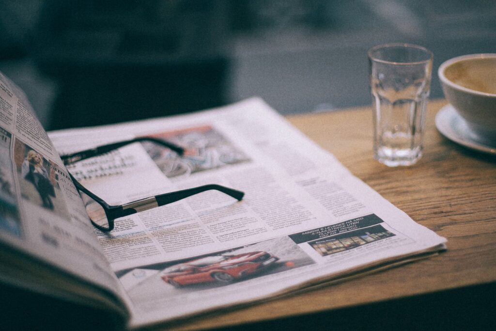 Newspaper on a table